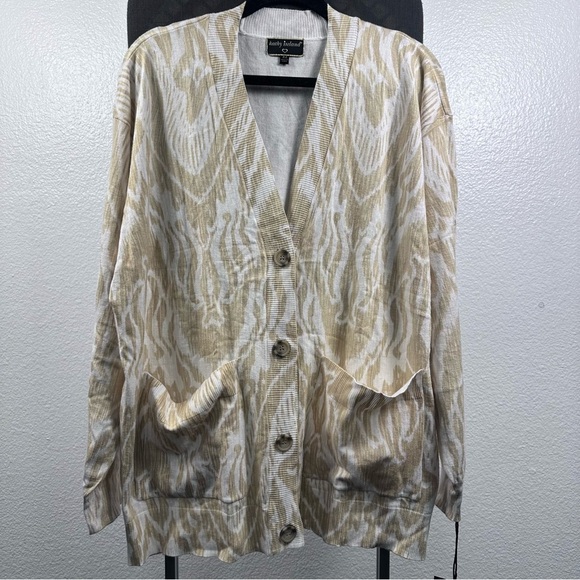 Kathy Ireland® Fashion 360 Maxima Printed Ikat Cardigan Size XL - Picture 2 of 9